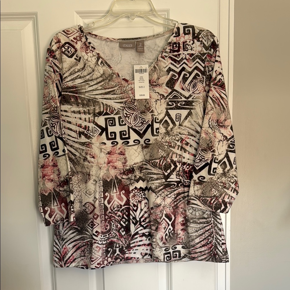 Chicos Aztecs Raychel 3/4 Sleeve Blouse